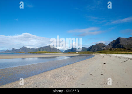 Yttersand Strand, auf der nördlichen Spitze von moskenesoy, Lofoten Inseln, Norwegen Stockfoto