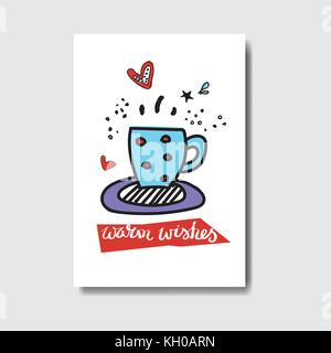 Herzliche wünsche Karte doodle Winterurlaub Konzept Stock Vektor