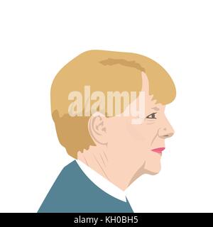 November 11, 2017 Editorial Abbildung: Ein Porträt von Bundeskanzlerin Angela Merkel auf dem isolierten Hintergrund Stock Vektor