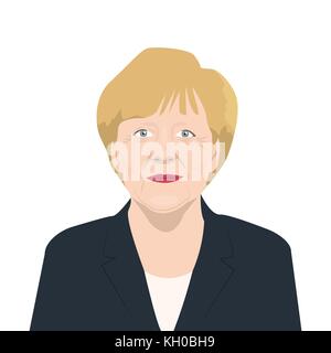 November 11, 2017 Editorial Abbildung: Ein Porträt von Bundeskanzlerin Angela Merkel auf dem isolierten Hintergrund Stock Vektor