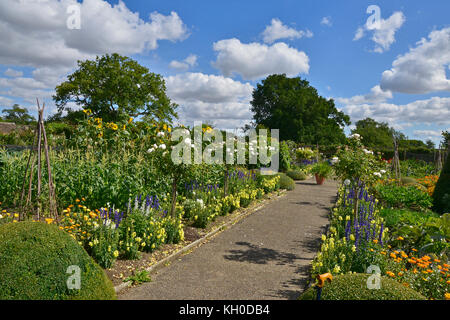 Ein großer Gemüsegarten mit gemischten Anbau von Gemüse und Blumen Stockfoto