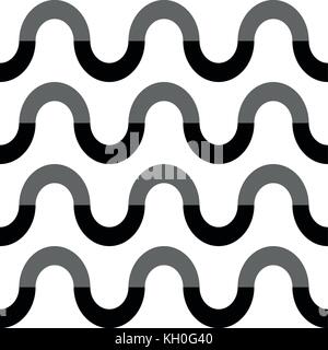 Nahtlos wiederholbares Geometrische einfarbige Muster mit winkenden Linien Stock Vektor