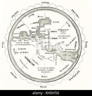 Die Vervielfältigung von antiken arabischen Erdkarte. Von unbekannter Autor, Hrsg. auf Magasin Pittoresque, Paris, 1847 Stockfoto