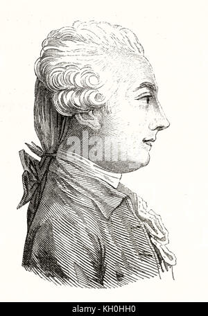 Alte graviert Portrait von Louis Claude de Saint-Martin (1743-1803), französischer Philosoph. Von Unknown Author, Publ. Auf Magasin Pittoresque, Paris, 1847 Stockfoto