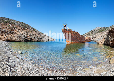 Olympia Schiffbruch von amorgos Insel der Kykladen, Griechenland Stockfoto