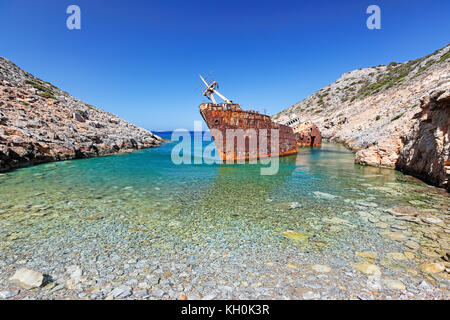 Olympia Schiffbruch von amorgos Insel der Kykladen, Griechenland Stockfoto