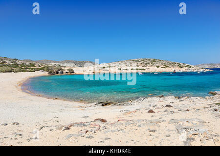 Kalotaritissa Strand der Insel Amorgos auf den Kykladen, Griechenland Stockfoto