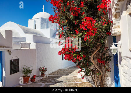 Die Straßen von Chora in Insel Amorgos, Griechenland Stockfoto