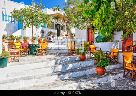 Die Straßen von Chora in Insel Amorgos, Griechenland Stockfoto