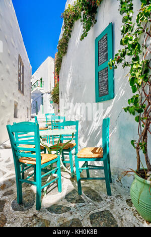 Die Straßen von Chora in Insel Amorgos, Griechenland Stockfoto