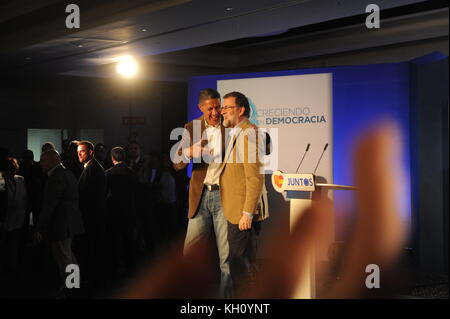 Hotel Barcelo Sants, Barcelona, Katalonien, Spanien. 12. November 2017. Mariano Rajoy, der spanische Ministerpräsident und Präsident der Partido Popular visits Barcelona pp pp-Kandidaten Xavier Garcia albiol Für Katalanisch Wahlen am 21. Dezember 2017 zu unterstützen. Credit: Alberto Paredes/alamy leben Nachrichten Stockfoto