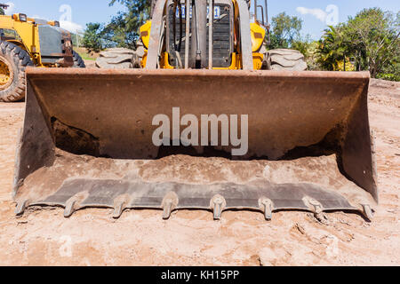 Industrielle Erdarbeiten Sortierer schaufel Schaufel closeup Maschine auf der Baustelle. Stockfoto