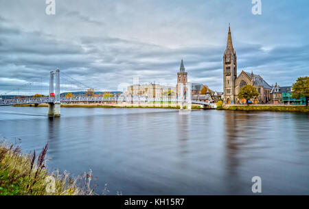 Lange Exposition von Greig Street Bridge in Inverness, Schottland Stockfoto