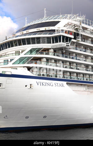 MV Viking Star Kreuzfahrtschiff, von Viking Cruises im Hafen in Bergen, Norwegen Stockfoto