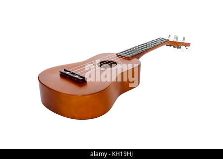 Ein natürliches Holz ukulele auf weißem Hintergrund Stockfoto