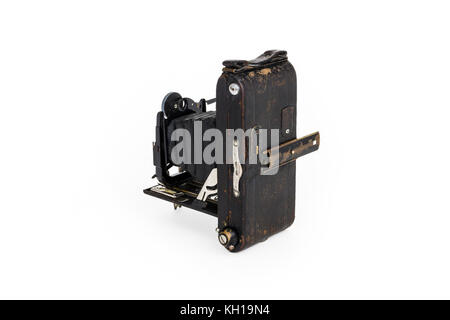 Im frühen 20. Jahrhundert Metzger Watch Pocket Karabiner 120 Rollfilm Kamera, 1910-1920, vor einem weißen Hintergrund isoliert Stockfoto