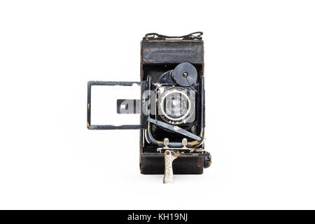 Im frühen 20. Jahrhundert Metzger Watch Pocket Karabiner 120 Rollfilm Kamera, 1910-1920, vor einem weißen Hintergrund isoliert Stockfoto