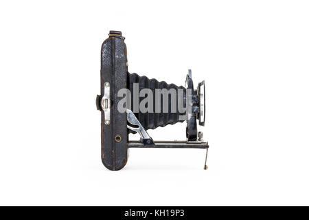 Im frühen 20. Jahrhundert Metzger Watch Pocket Karabiner 120 Rollfilm Kamera, 1910-1920, vor einem weißen Hintergrund isoliert Stockfoto