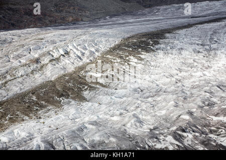 Grossen Aletschgletscher, Schweiz: Detail des Eis Fluss, der größte Gletscher Europas. Stockfoto