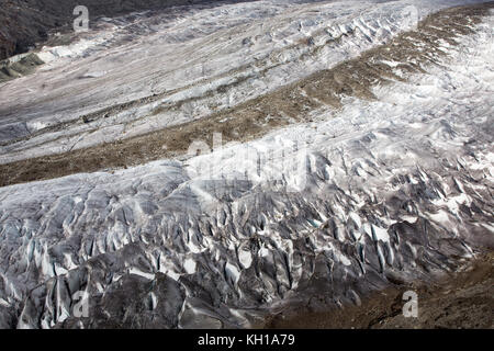 Grossen Aletschgletscher, Schweiz: Detail des Eis Fluss, der größte Gletscher Europas. Stockfoto