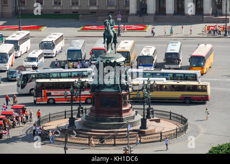 Sankt Petersburg, Russland - 11. August 2007: Das Denkmal für Nikolaus I., eine bronzene Reiterdenkmal von Nikolaus I. von Russland auf der St. Isaak Square in s Stockfoto