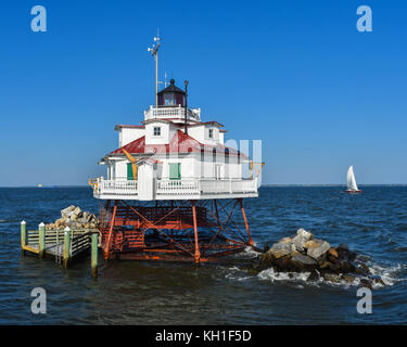 Thomas Punkt Shoal Licht Leuchtturm, Chesapeake Bay, Maryland Stockfoto