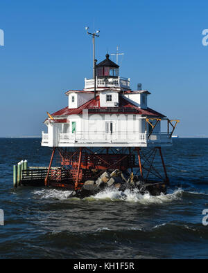 Thomas Punkt Shoal Licht Leuchtturm, Chesapeake Bay, Maryland Stockfoto