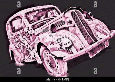 Diglital Design eines Vintage pink Maschine Stockfoto