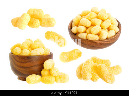 Mais klebt auf weißem Hintergrund mit Freistellungspfad isoliert Stockfoto