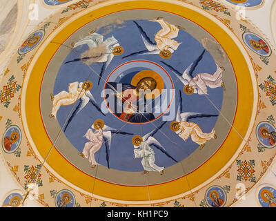 Die neuen Fresken an der Decke der Kirche uzundzhovo, chaskowo. Stockfoto