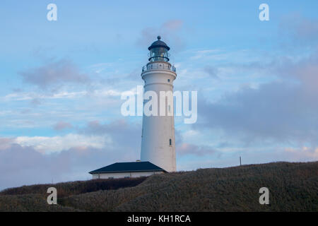 Der Leuchtturm Hirtshals im nördlichen Teil der Halbinsel Jütland in Dänemark. Stockfoto