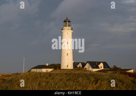 Der Leuchtturm Hirtshals im nördlichen Teil der Halbinsel Jütland in Dänemark. Stockfoto