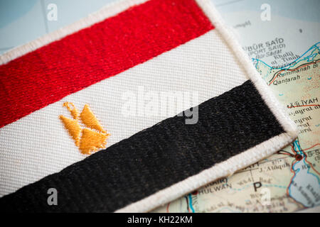 Ägypten Flagge auf der Karte Stockfoto