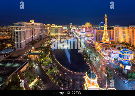 Las Vegas Strip Skyline bei Nacht Stockfoto