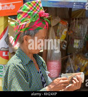 Lokale Dame von Pak Mong, Luang Prabang Provinz im Norden von Laos Stockfoto