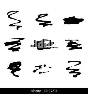 Markierung für Handzeichnung verdunkeln. Vektor-Strichset-Design, Tinte Grafik grunge schwarze Farbe Illustration Stockfoto