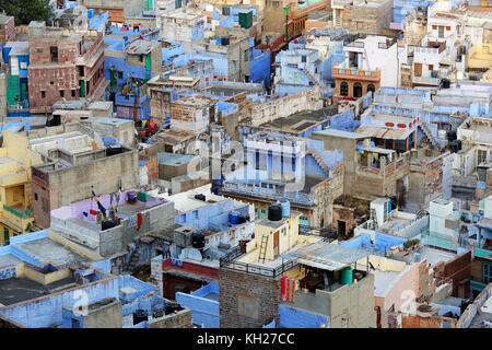 Luftaufnahme von Jodhpur - blaue Stadt von Mehrangarh Fort, Rajasthan, Indien. Stockfoto