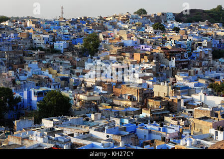 Luftaufnahme von Jodhpur - blaue Stadt von Mehrangarh Fort, Rajasthan, Indien. Stockfoto