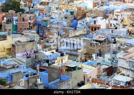 Luftaufnahme von Jodhpur - blaue Stadt von Mehrangarh Fort, Rajasthan, Indien. Stockfoto