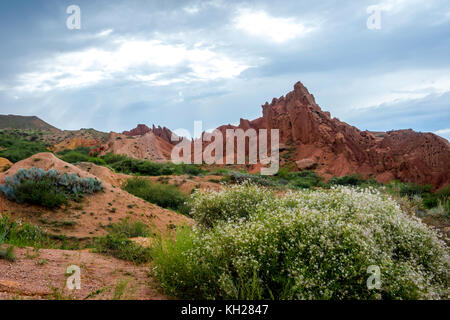 Bunte Felsformationen in skaska aka Märchen Canyon, Kirgisistan Stockfoto