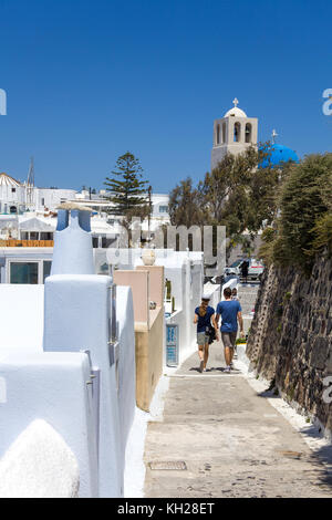 Kraterrand Pfad in Imerovigli, Santorini, Kykladen, Ägäis, Griechenland Stockfoto