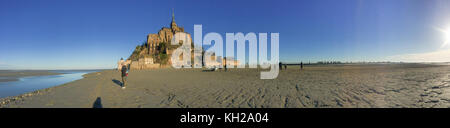 Panoramaaussicht auf dem Mont Saint Michel, Frankreich Stockfoto