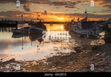 Sonnenuntergang bei Paddy's Loch in der Nähe von Redcar Stockfoto