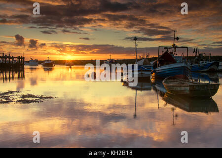 Sonnenuntergang bei Paddy's Loch in der Nähe von Redcar Stockfoto