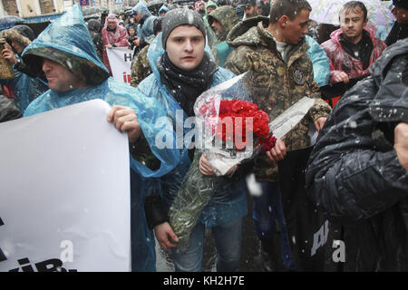 Kiew, Ukraine. November 2017. Michail Saakaschwili, der Führer der Bewegung der Neuen Kräfte, ehemaliger Gouverneur der ukrainischen Region Odesa und ehemaliger Präsident Georgiens, hat einen marsch in ZentralKiew am 12. November vorgeschlagen, um die Gesetze über die Amtsenthebung des Präsidenten und ein Antikorruptionsgericht zu unterstützen. Quelle: ZUMA Press, Inc./Alamy Live News Stockfoto