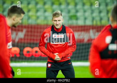 Danzig, Polen. 12 Nov, 2017. Jakub Blaszczykowski, Mittelfeldspieler des Polen National Football Team, während einer Schulung der polnischen Fußball-Nationalmannschaft im Stadion Energa Danzig vor morgen Testspiel gegen Mexiko National Football Team in Danzig, Polen. 12. November 2017 Credit: Wojciech Strozyk/Alamy leben Nachrichten Stockfoto