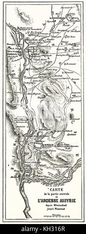 Alte Karte von Assyrien. Von unbekannter Autor, Publ. Bei le Tour du Monde, Paris, 1863 Stockfoto