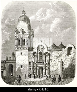 Alte Ansicht der Kirche La Merced, Cusco, Peru. Von Riou, Publ. Bei le Tour du Monde, Paris, 1863 Stockfoto