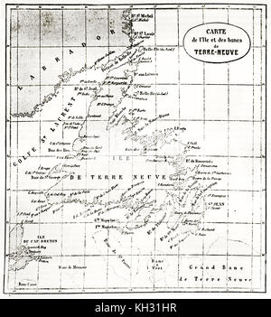 Neufundland alte Karte. Von Erhard und Bonaparte, Publ. Bei le Tour du Monde, Paris, 1863 Stockfoto