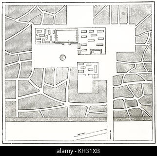 Alten Plan von Abomey, Benin. Von Repin, Publ. Bei le Tour du Monde, Paris, 1863 Stockfoto